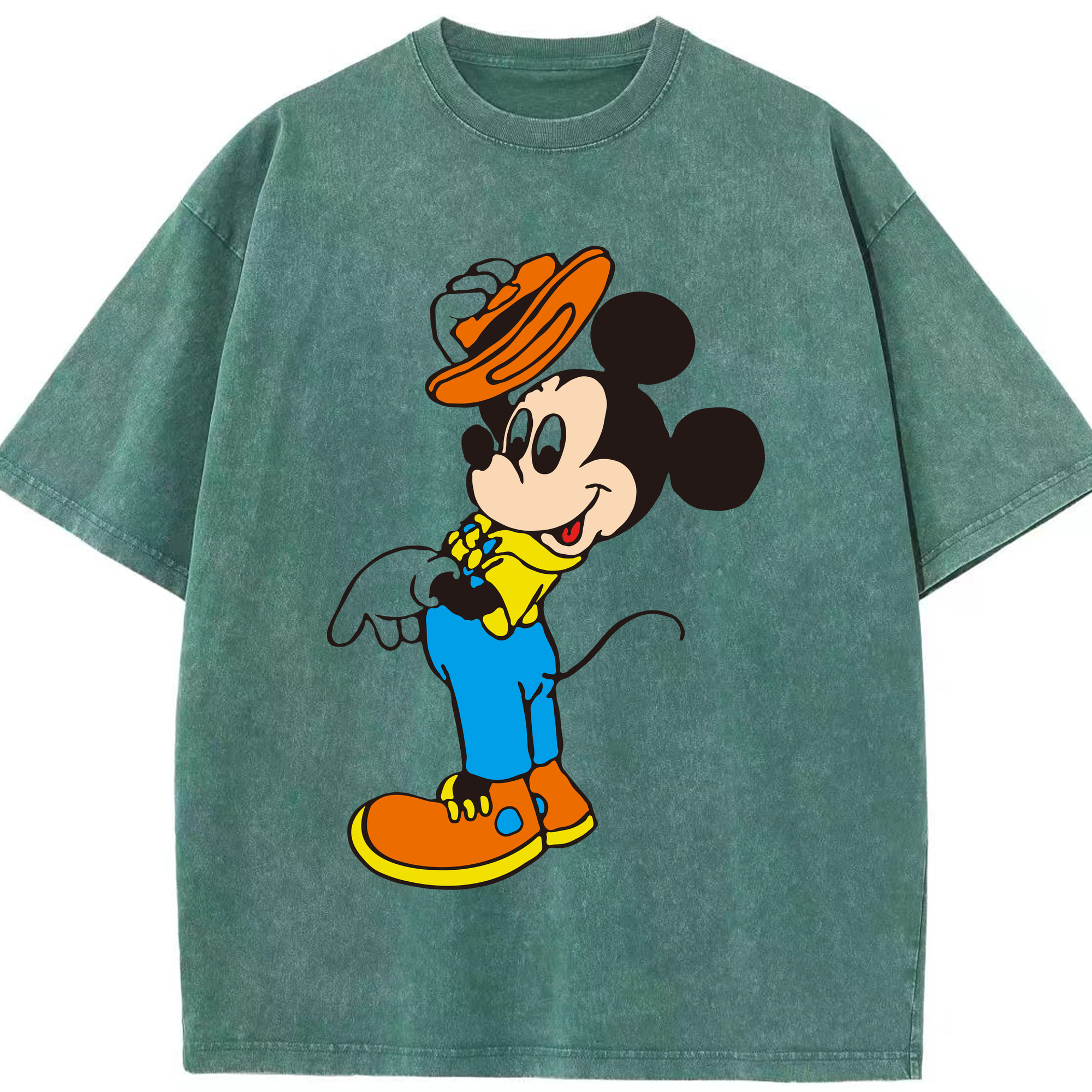 （画像用） ミッキーマウス Mickey Mouse 綿100% ヴィンテージ風 半袖Tシャツ（フロントプリント）